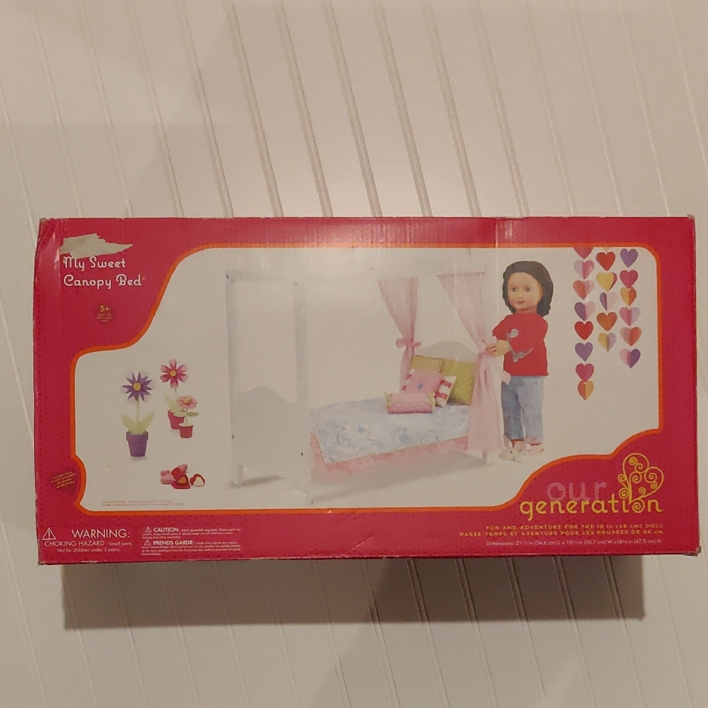 Our Generation My Sweet Canopy Bed for 18" doll Y2K Cottagecore Vintage Chic